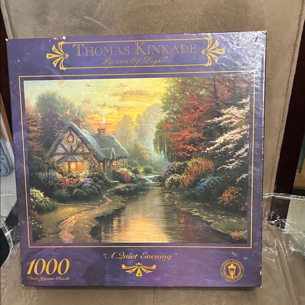 Vintage 1999 Thomas Kinkade 'A Quiet Evening' 1000 Piece Puzzle - Warm Tones
